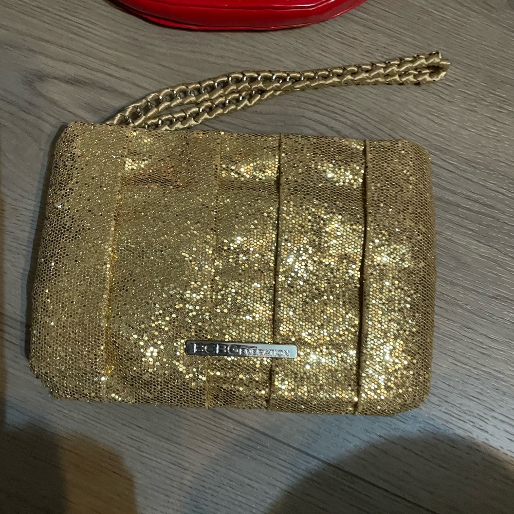 BCBGMaxAzria Sparkling Gold Wristlet